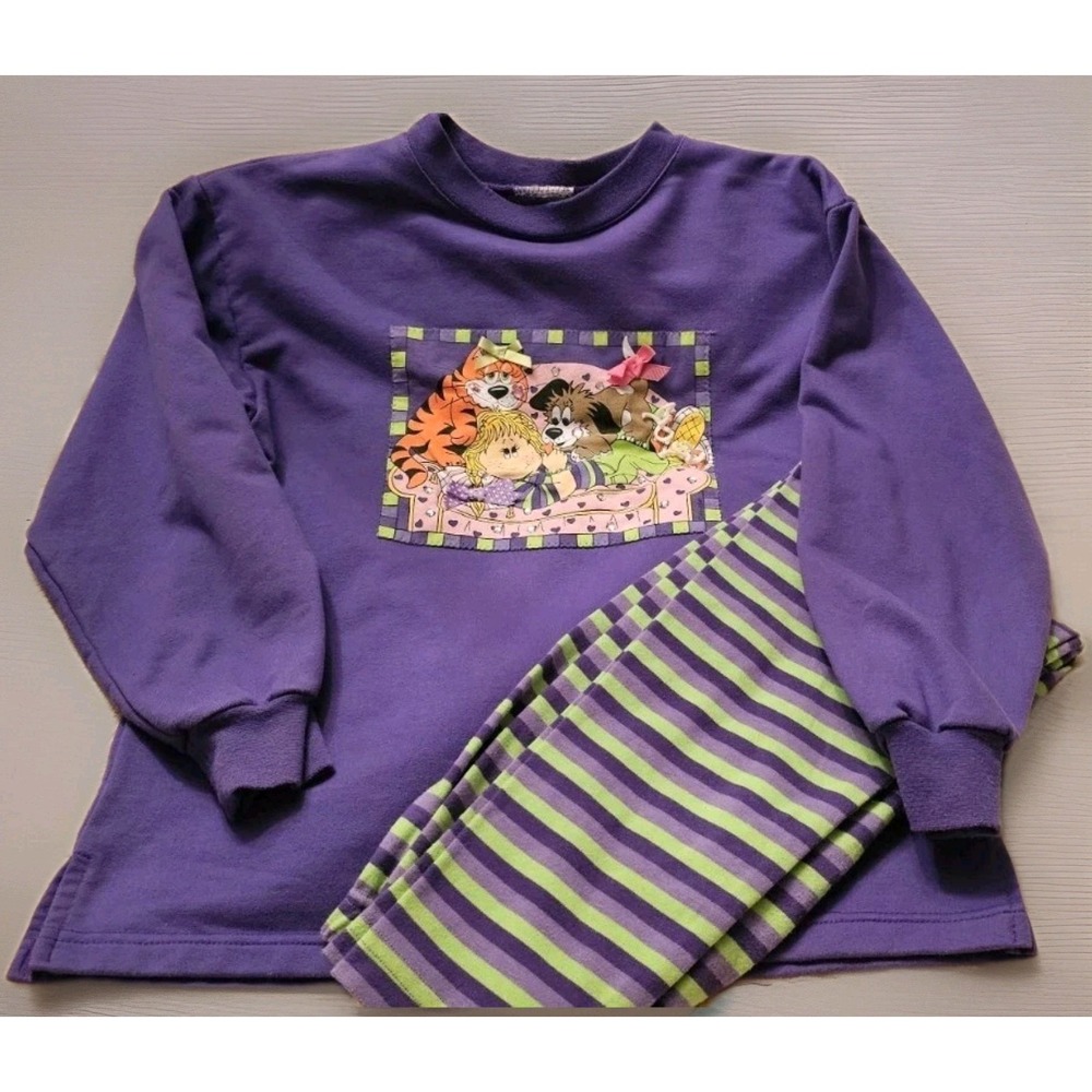 Vtg 10/12  Zoodles Outfit Purple & Lime Puppy Kitty & Me VGUC Y2K